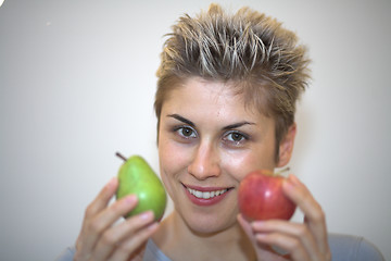 Image showing woman and apple