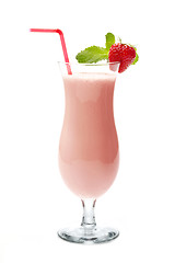 Image showing strawberry milk shake in cocktail glass