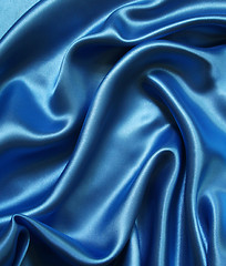 Image showing Smooth elegant blue silk 