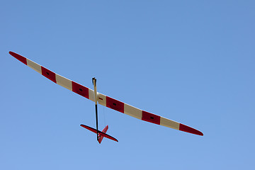 Image showing RC glider flying in the blue sky