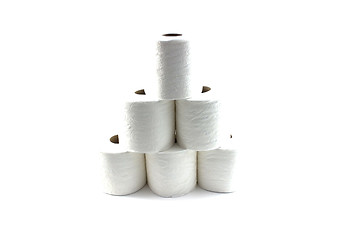 Image showing Isolated Toilet Papers forming a Pyramid