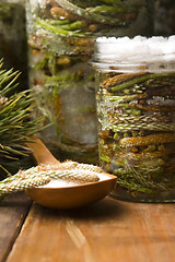 Image showing Natural medicine - syrup made of pine sprouts 