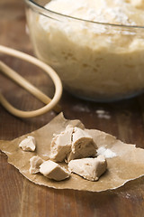 Image showing Baker's yeast on wooden board