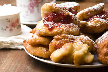 Image showing Dough with marmelade on wooden board