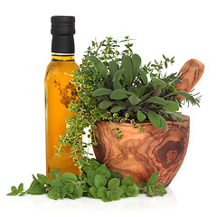 Image showing Olive Oil and Herbs