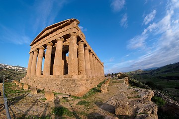 Image showing Fisheye view of Concordia temple in Agrigento, Sicily, Italy