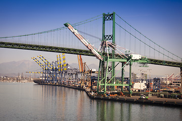 Image showing San Pedro Ship Yard and Bridge