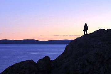 Image showing Landscape in Tibet with a photographer's silhouette