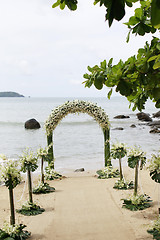 Image showing Beautiful beach wedding set-up.