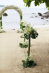 Image showing Beautiful beach wedding set-up.