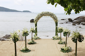 Image showing Beautiful beach wedding set-up.