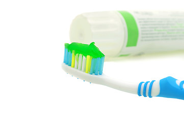 Image showing Dental care Toothbrush and toothpaste tube