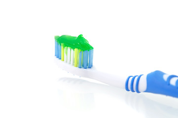 Image showing Toothbrush with toothpaste Dental care on white background