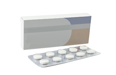 Image showing Pills antibiotics tablets on white background