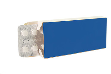 Image showing Tablets pills in pack blue on white background