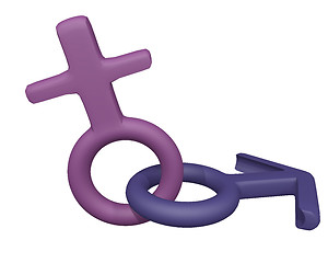 Image showing Male and Female gender Symbols 3d render on white background