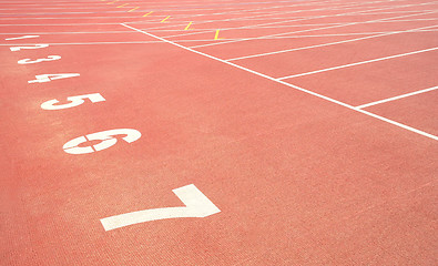 Image showing Sport Track running with numbers on stadium