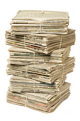 Image showing Stack of newspapers for recycling