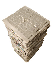 Image showing Overhead view of a stack of newspapers for recycling