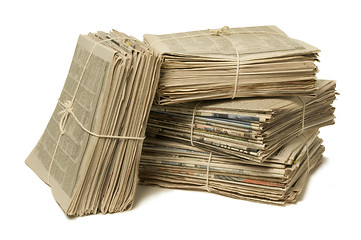 Image showing Bundles of newspapers for recycling
