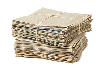 Image showing Stack of two newspaper bundles for recycling