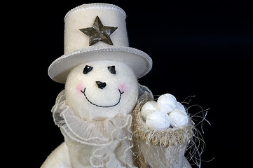 Image showing snow man with snow balls and hat