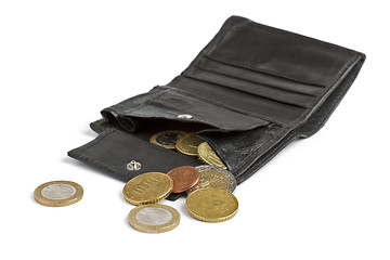 Image showing loose cash falling out of black wallet