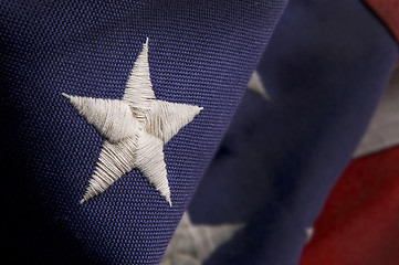 Image showing Closeup of a star on an America Flag