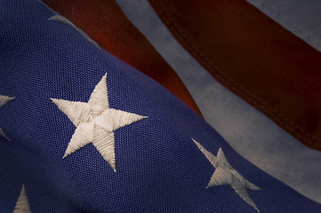 Image showing Closeup of a star on an America Flag