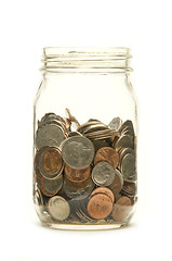 Image showing American coins in a glass jar