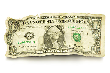 Image showing Single crumpled dollar bill