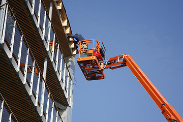 Image showing Carpenter in lift