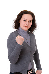 Image showing woman in the gray cardigan