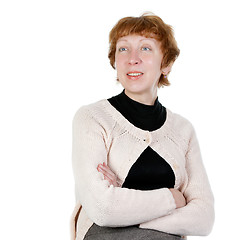 Image showing Portrait of middle-aged woman in the studio