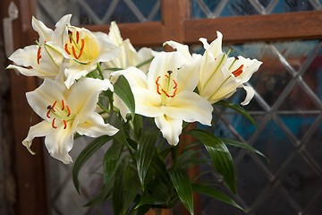 Image showing bouquet of fine white lilies