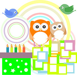 Image showing Vector birthday party card with cute owl