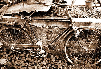 Image showing Old russian bicycle (b&w)