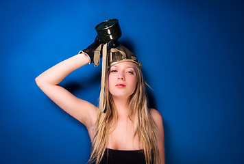 Image showing Girl in gasmask