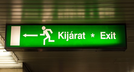 Image showing Exit sign in metro underground