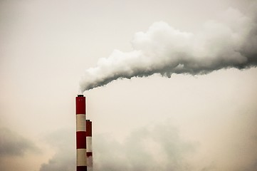 Image showing Big chimney with smoke 