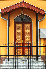 Image showing Wooden door of a building