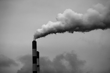 Image showing Big chimney with smoke