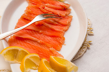 Image showing Raw salmon on plate