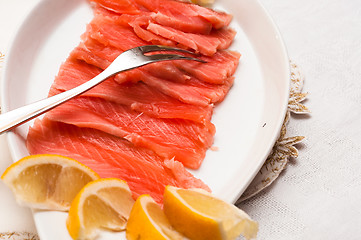 Image showing Raw salmon on plate