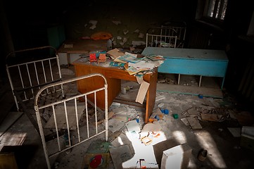 Image showing Abandoned nursery with toys at Chernobyl