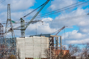 Image showing Industrial cranes building architecture