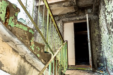 Image showing Abandoned staircase in the exclusion zone