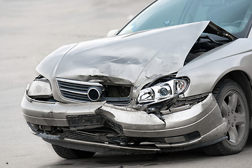 Image showing Damaged car on the road