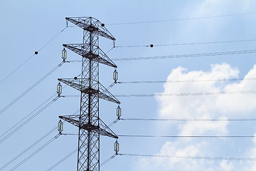 Image showing Detail of electricity pylon against