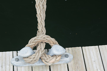 Image showing Sea knot on a ship deck 